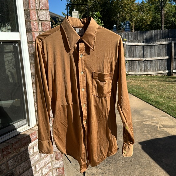 Vintage Golden Arrow 15 1/2 33 shirt SILKY Goldish Tan - Picture 4 of 8